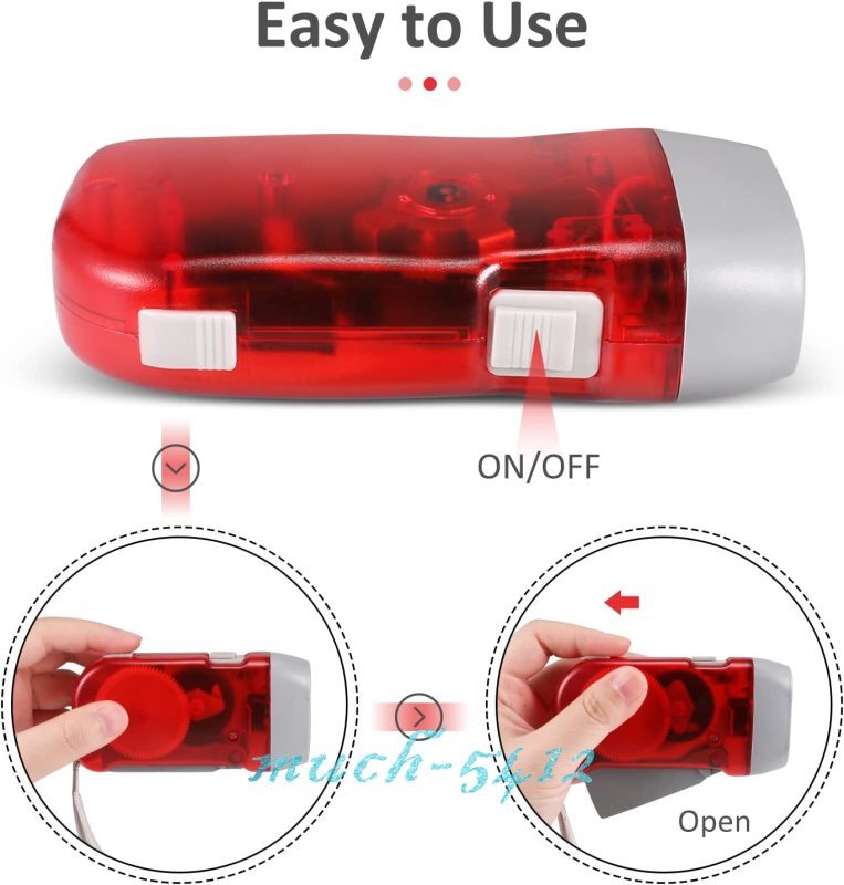 Hand Crank Pressing Dynamo Portable LED Camping Flashlight Manual Torch Light