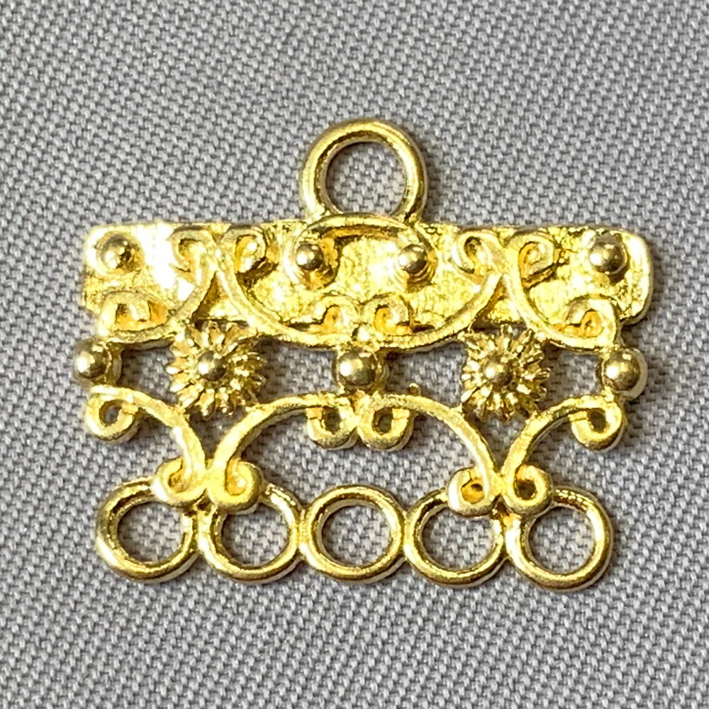 Daisy Filigree Rectangle 6 Loop Chandelier Links 16x19mm Solid Brass Q6 Per Pkg