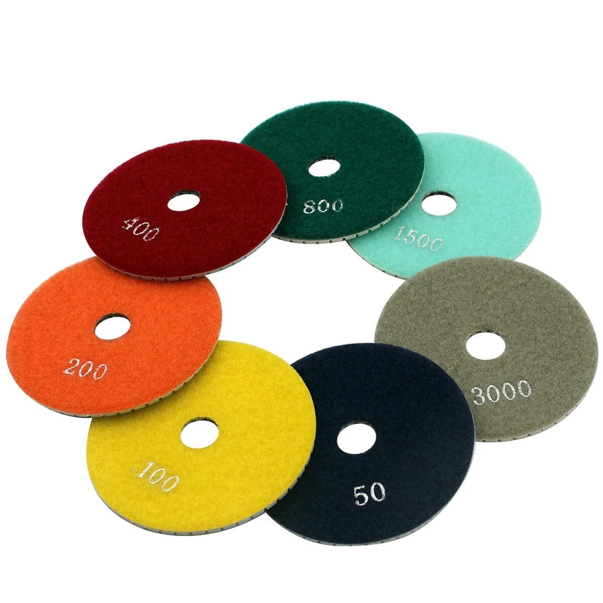 Diamond Polishing Pads 4 inch Wet/Dry 8 Piece Set Granite Stone Concrete Marble