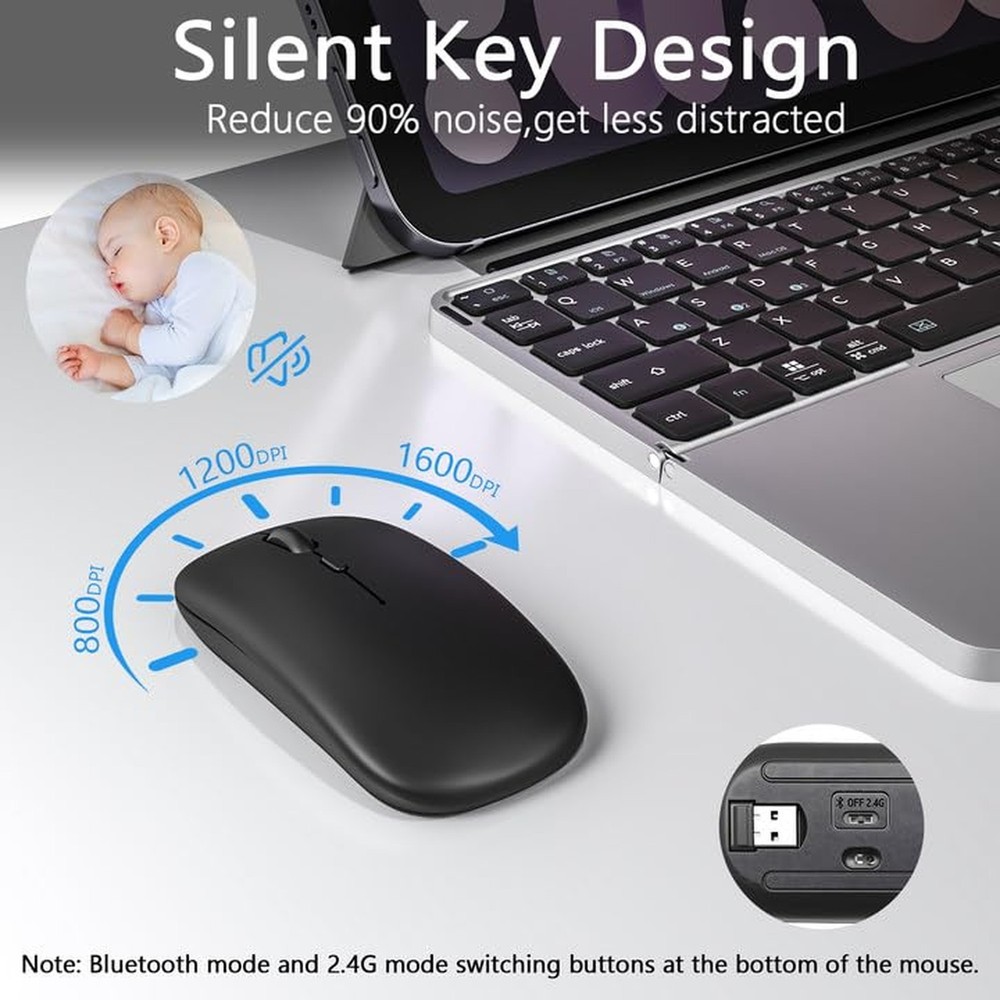 Foldable Keyboard and Mouse, MEKO Folding Wireless Bluetooth Keyboard and Mou...