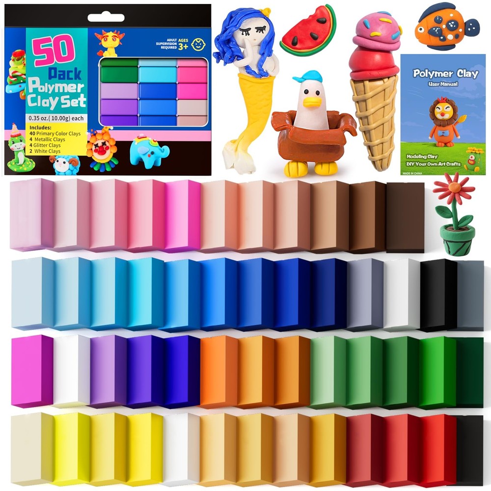 CiaraQ Polymer Clay Kit, Mini Modeling Set for 48 Colors