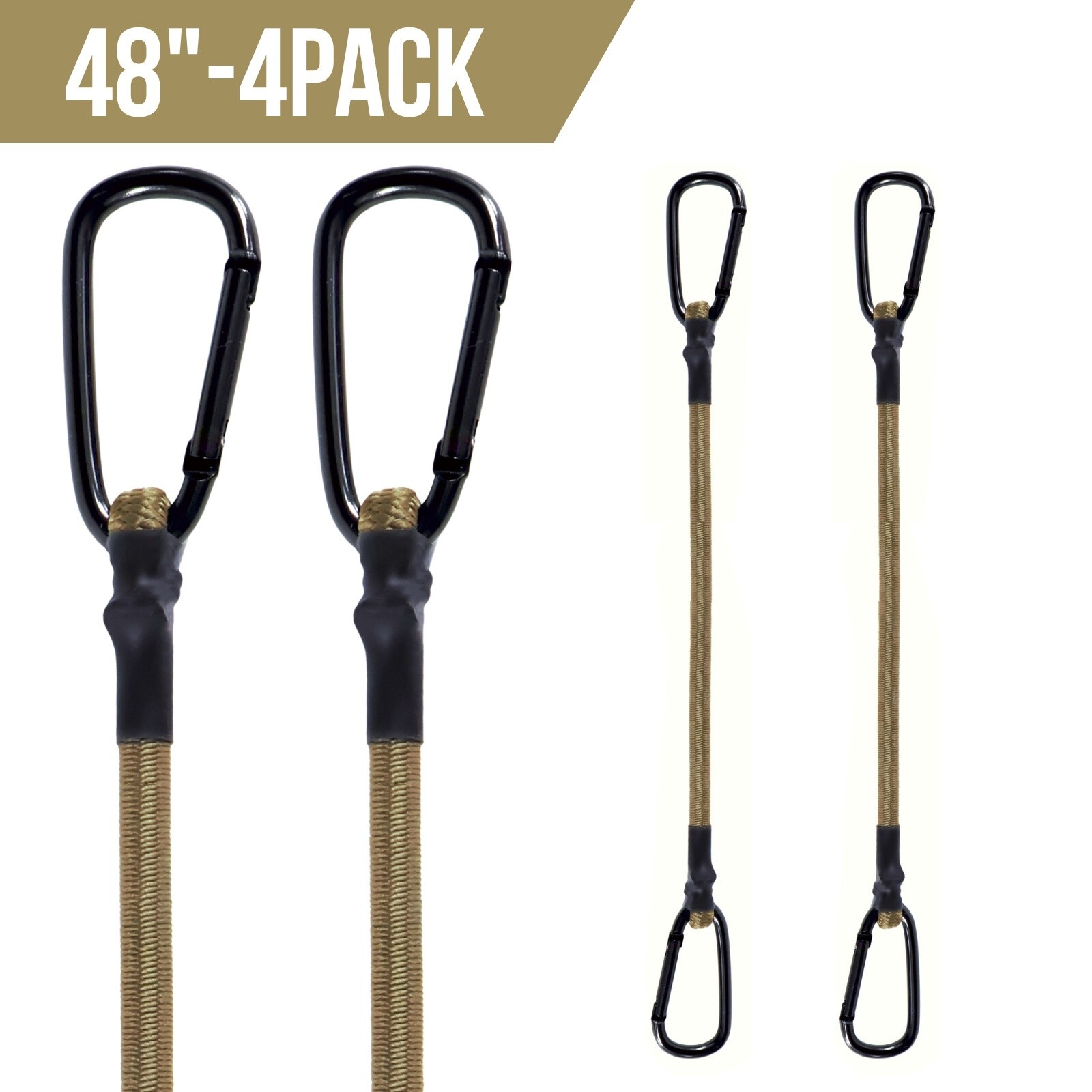 48" Bungee Cords with Aluminum Hooks, Heavy Duty Elastic Bungie Straps-4PACK
