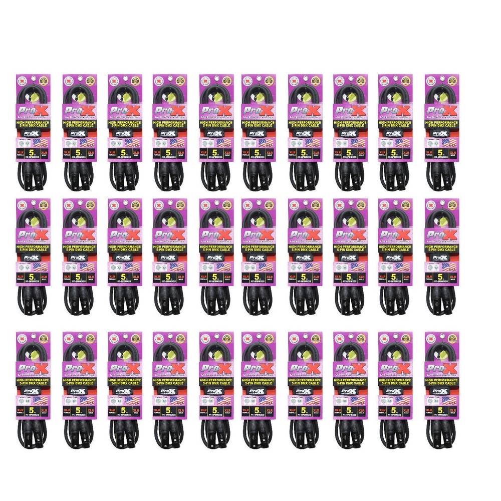30 DMX Cables 5 Pin 5' ft Stage Lighting Light Shielded Cables