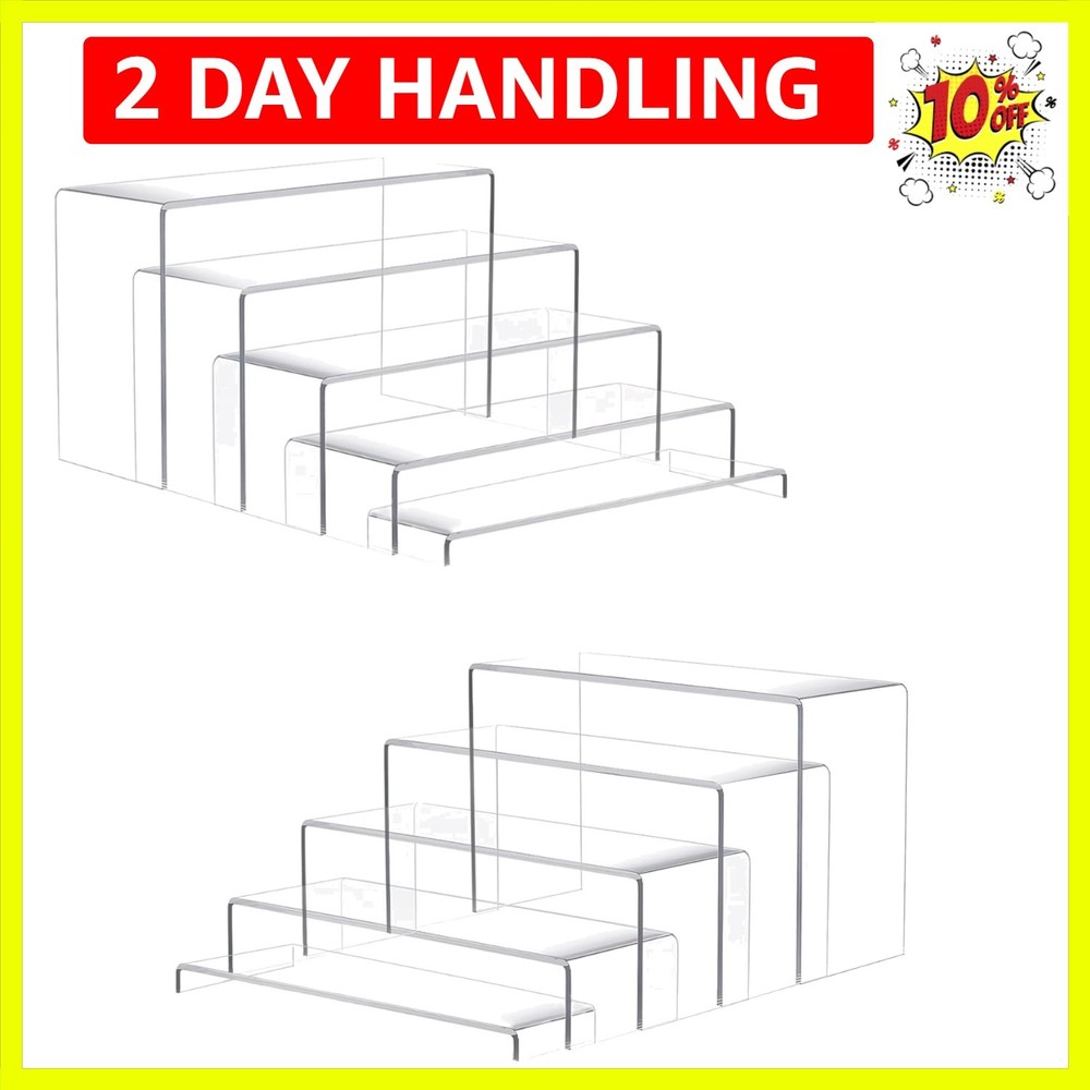 2 Sets 10 Pcs Clear Display Risers, Rectangular 7"-8"-9" L Risers Display Sta...