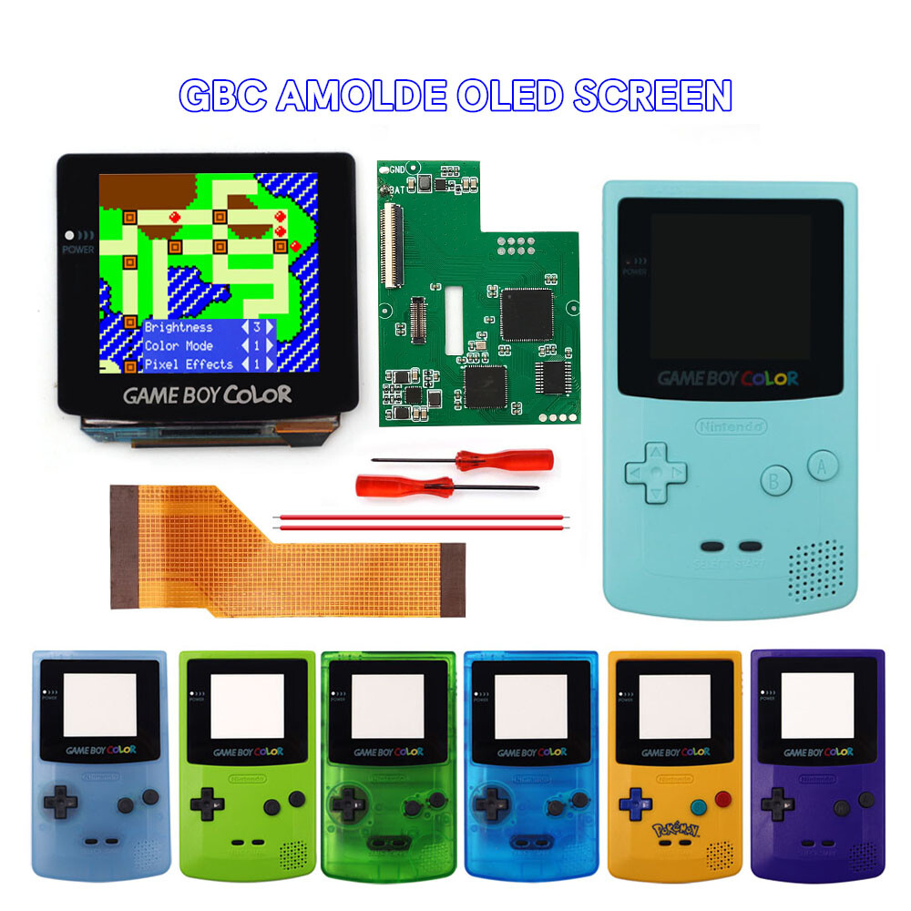 GameBoy Color Laminated AMOLED OLED Screen Integer scaling Kits  + Trimmed Shell