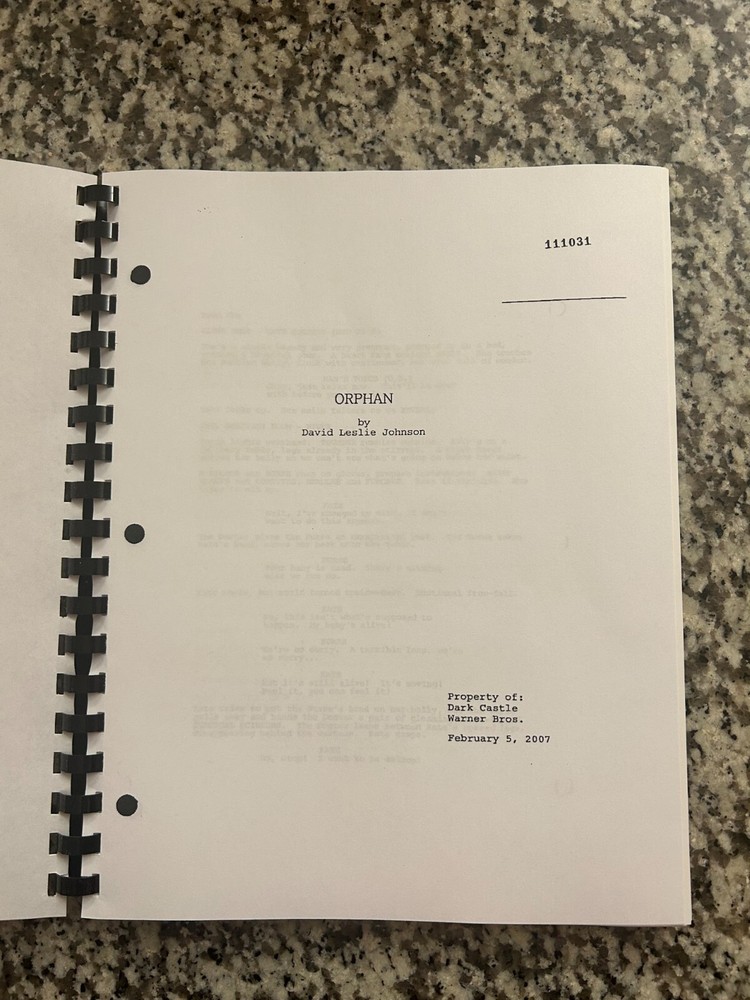 Orphan Horror Movie Script Reprint Full Screenplay Script
