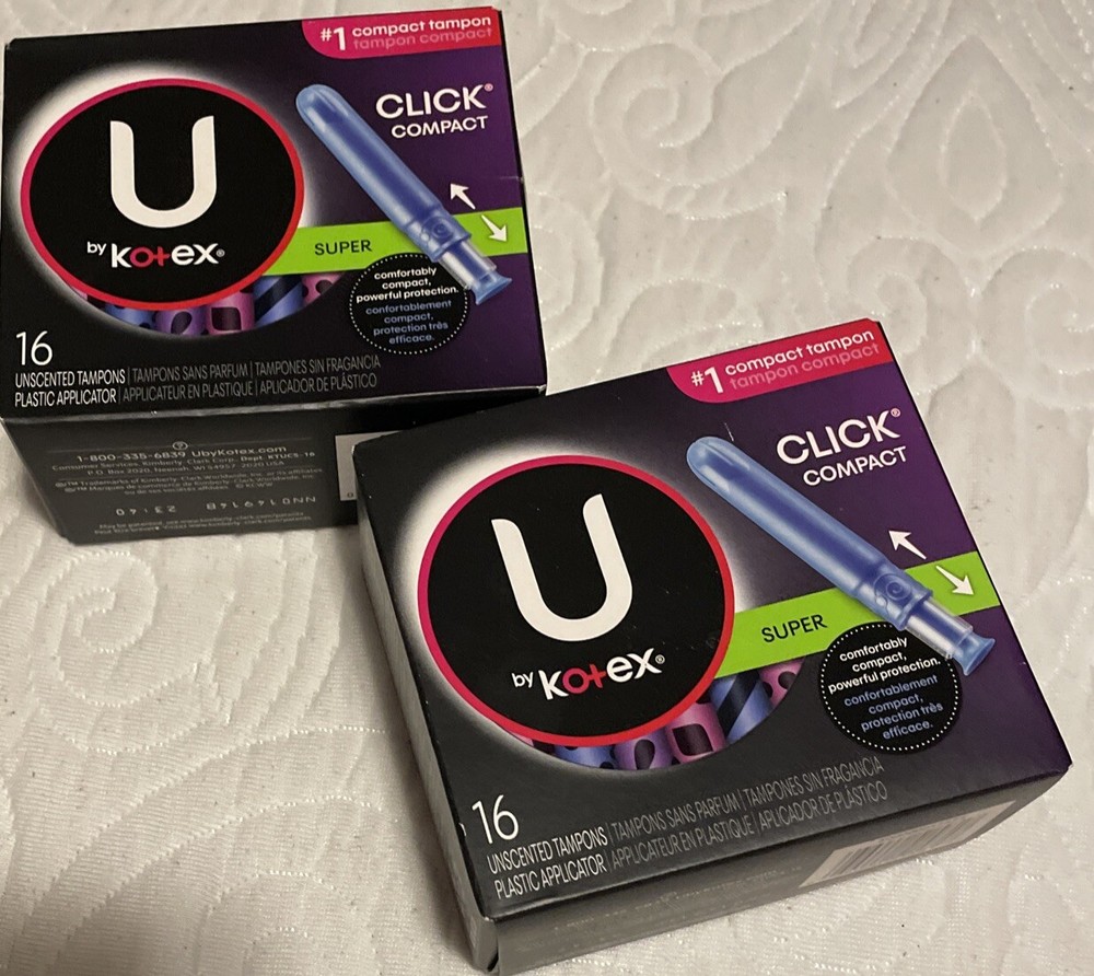 (2) U By Kotex Click Compact Tampons - Super Absorbency-Unscented - 16ct. Each