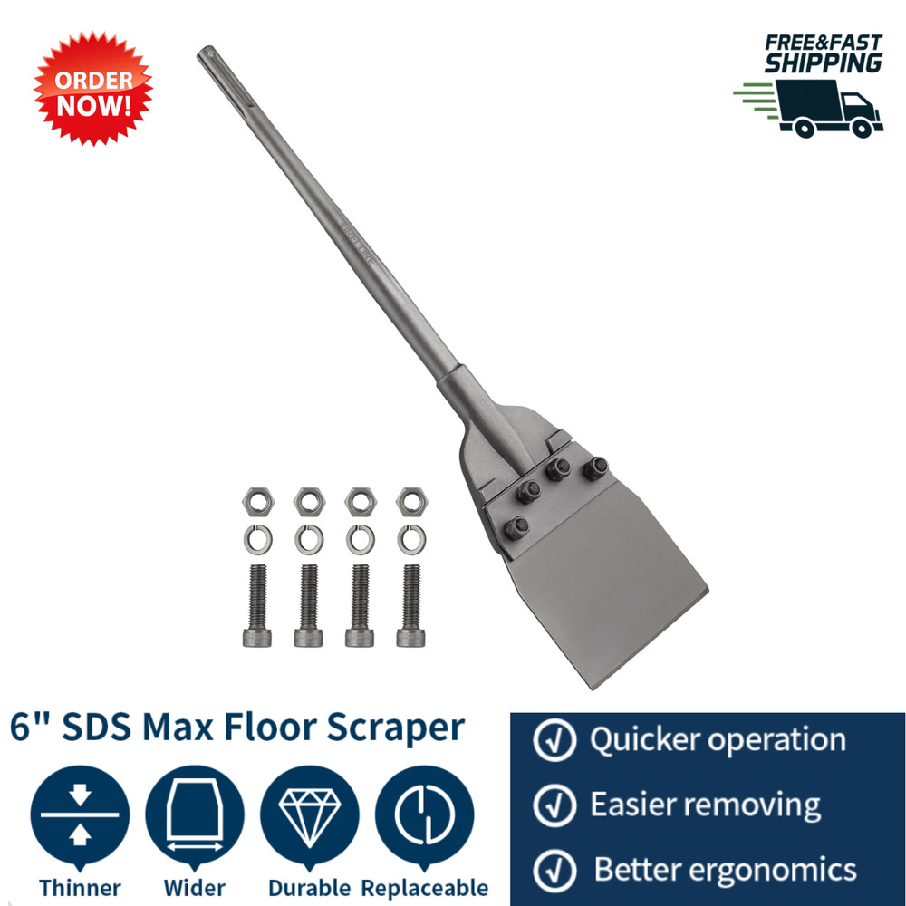 6" SDS Max Floor Scraper Thinset Chisel Bit Rotary Hammer Tile Removal Tool