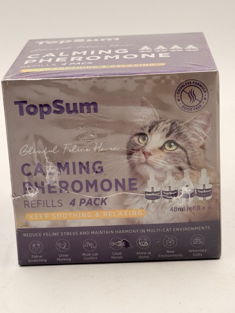 TopSum Cat Calming Diffuser Pheromone 4 Refills 48ml  Keep Soothing & Relaxing