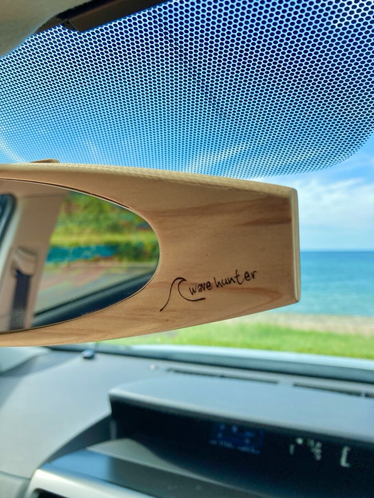 Surfboard-shaped rearview mirror handmade Shortboard version