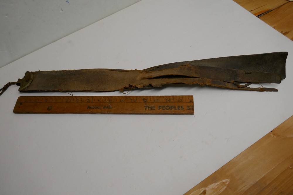 Antique old Strop Leather Strap Barber Straight Razor Sharpener Primitive