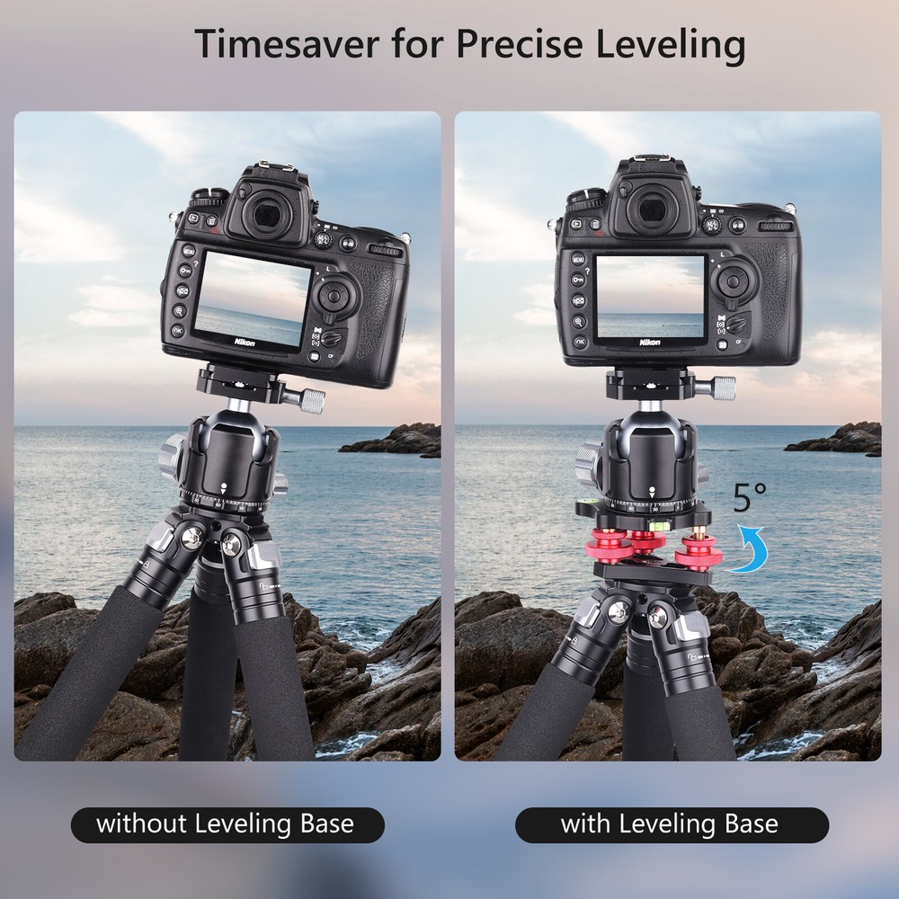 Leveling Base Tripod Head+ Panoramic Pan Base Kit CNC Lever Stand Load 22 Lbs