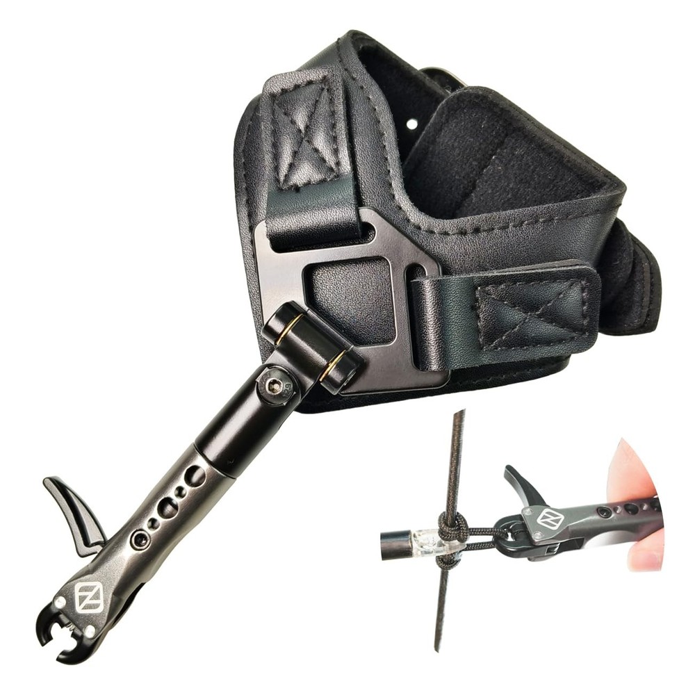 Compound Bow Release Sensitive Trigger Jaws Release with Leather Buckle Strap...