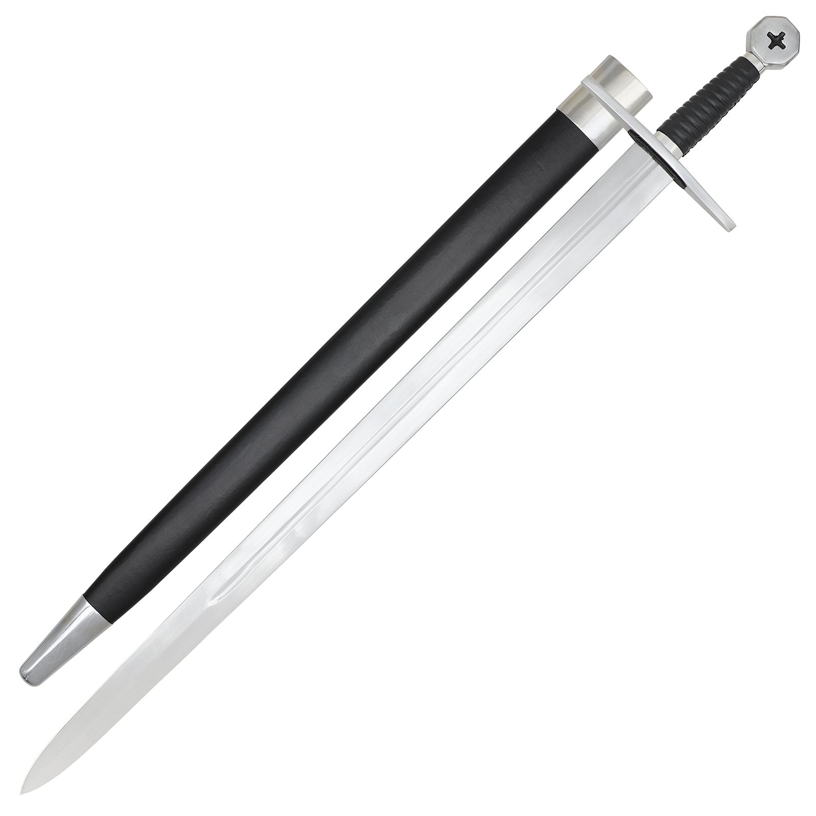 Medieval Knights Templar Handmade Sword – 41” Carbon Steel Blade, Leather Grip