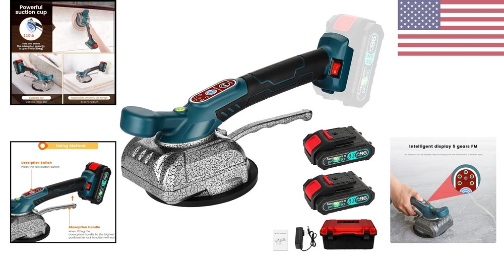 Tile Vibrator Leveling Machine 5 speed Adjustable Suction Cup Tile Tiler Hand...