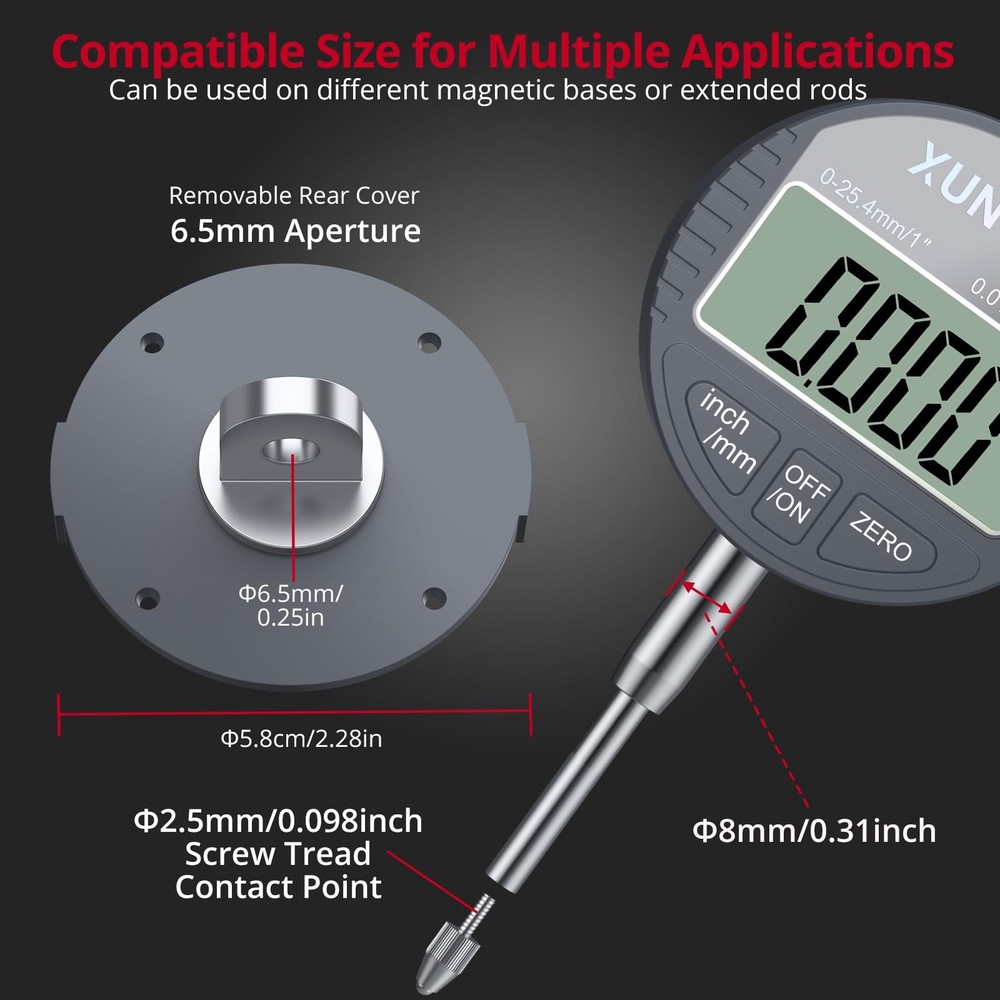 XUNTOP Precision Measurement Bundle: Digital Dial Test Indicator & Bore...