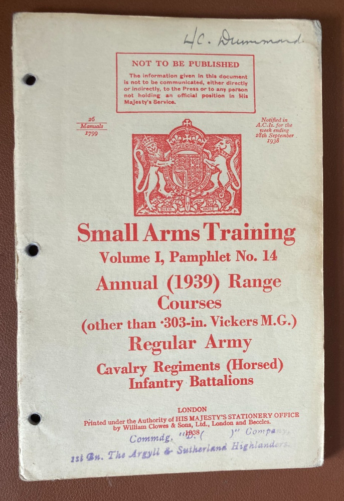 Genuine WW2 British small arms training manuals