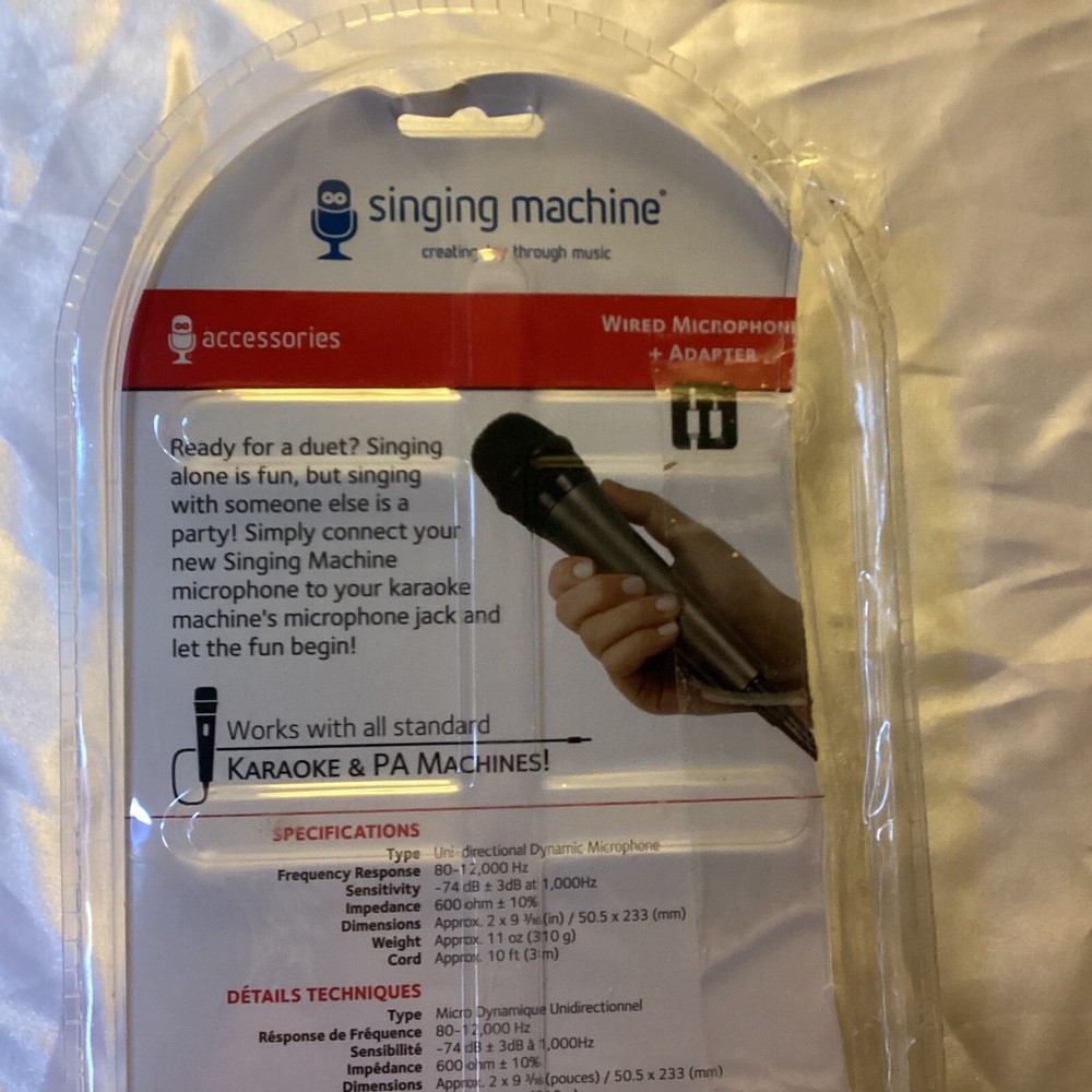 Singing Machine SMM205 Unidirectional Dynamic Wired Microphone~ Adapter~ Karaoke