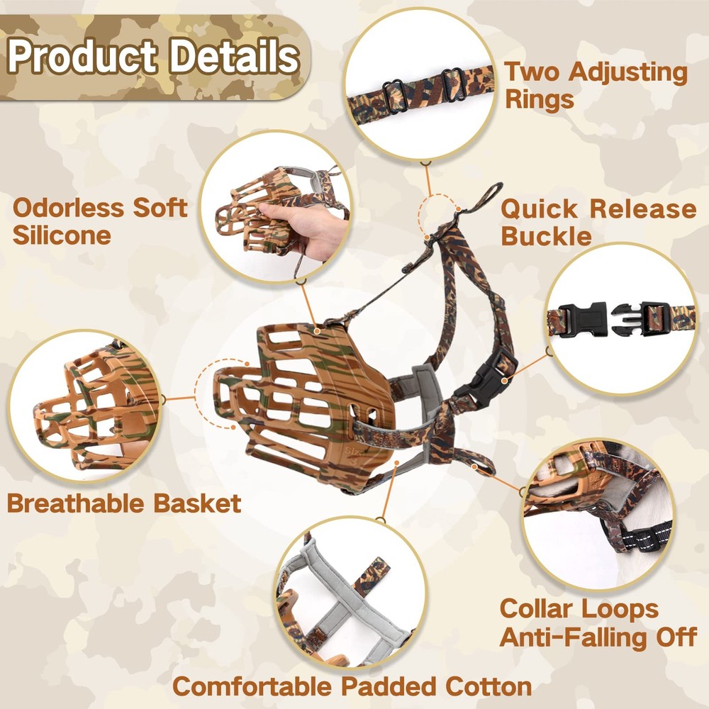 Basket Dog Muzzle for Prevent Biting – Breathable & Adjustable Muzzles for La...
