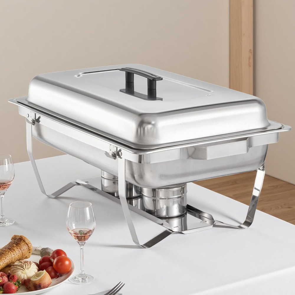 Chafing Dish Buffet Set 4 Packs,9 Quart Stainless Steel Foldable Rectangular Cha