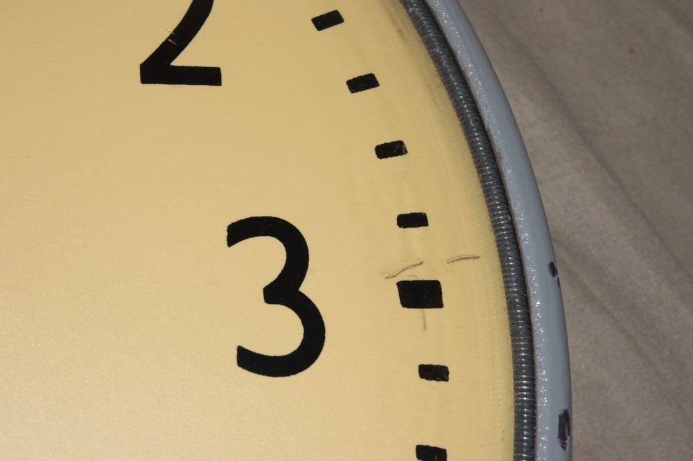 Simplex School Wall Clock Bubble Glass Ribbed Sides Untested Hard Wire As Is