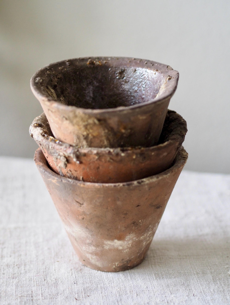 Antique French Terracotta Resin Sap Pots, Cottage Garden Home Decor