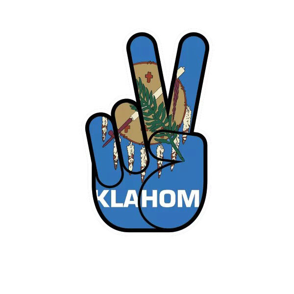 Oklahoma State Shaped Peace Sign Sticker Decal