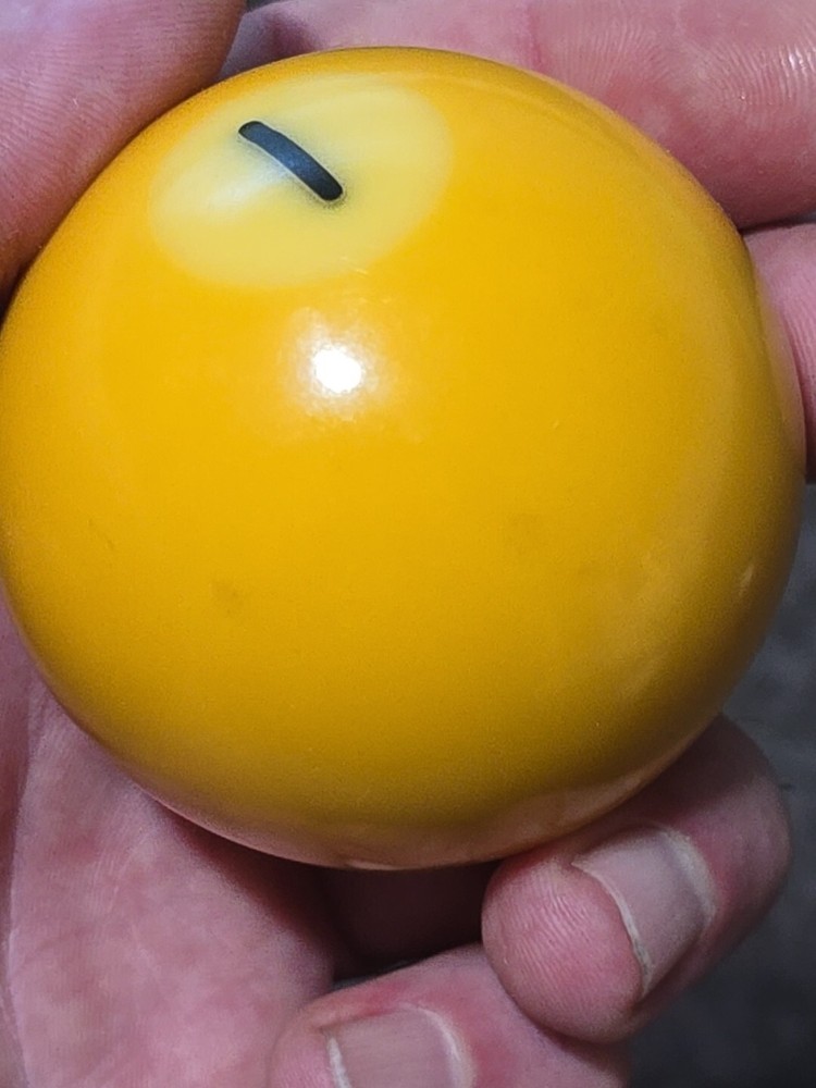 🎱Vintage Replacement Belgian(#1) Pool Ball~Billiards Solid Yellow Ball 2"