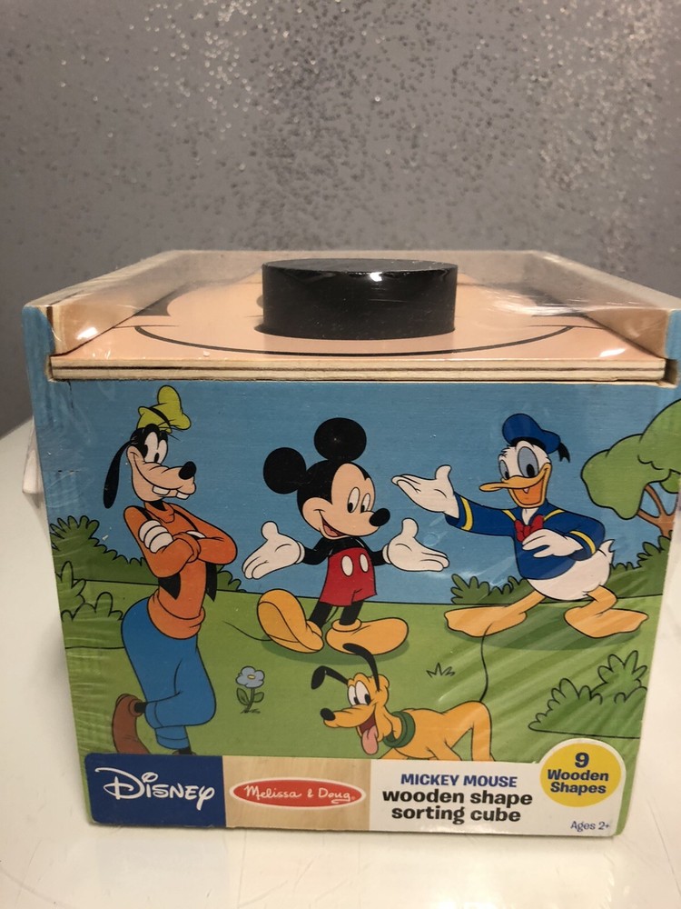 Melissa & Doug Mickey Mouse Wooden Shape Sorting Cube, Ages 2+