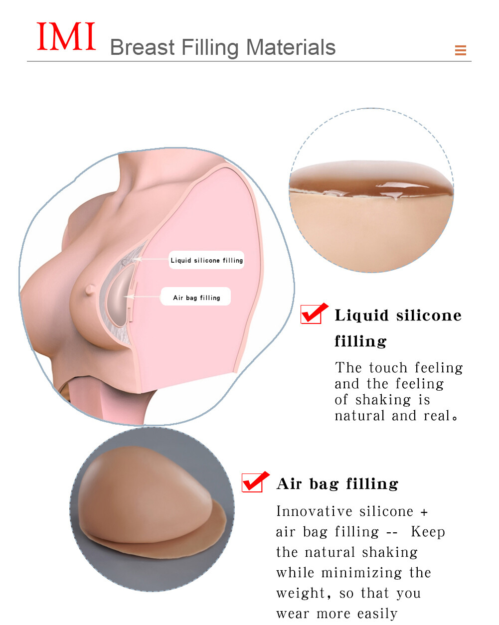 IMI 9th Flocking Silicone Breast Form Boobs B-K Cup Breastplate for Crossdresser