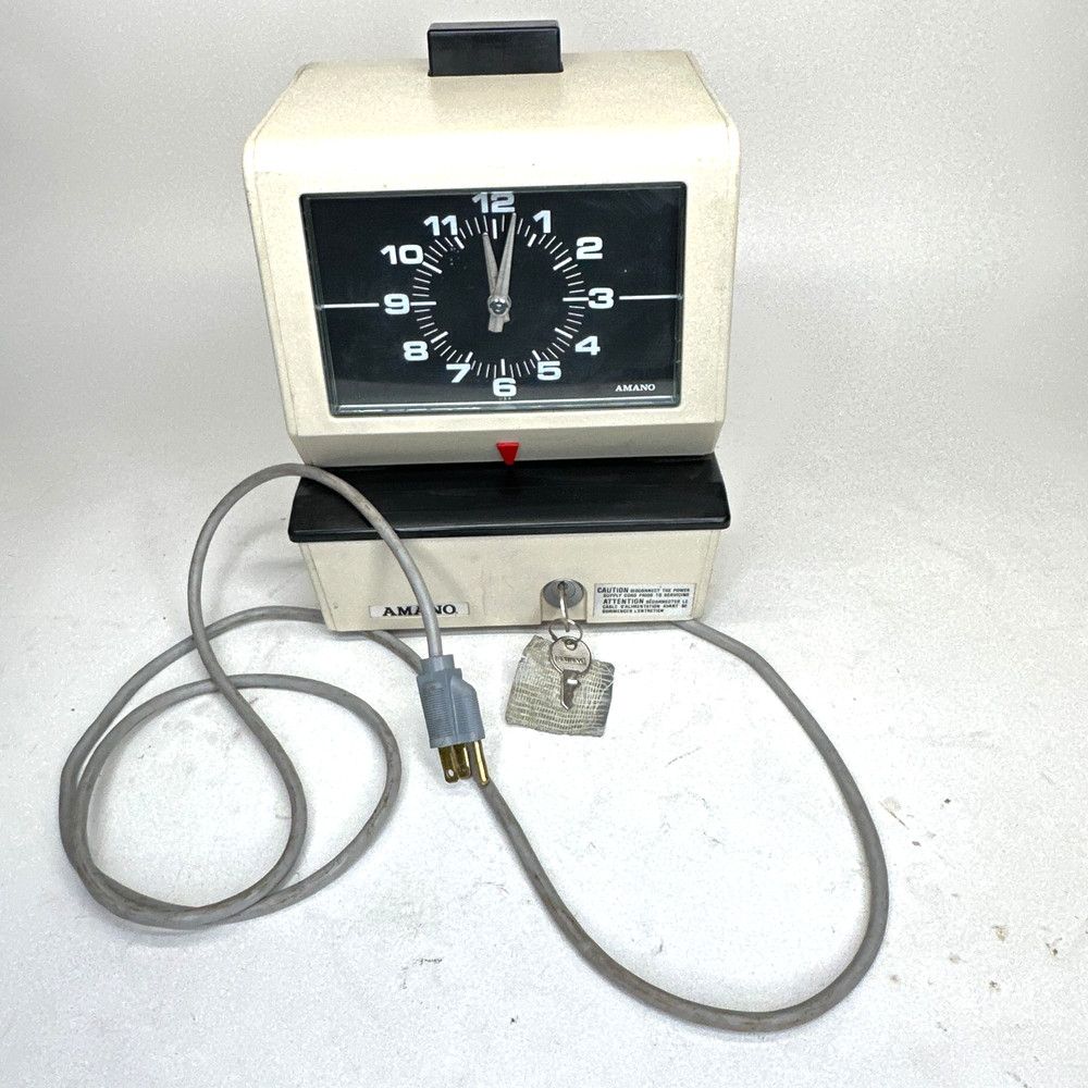 Amano Model 3636 Time Recorder Time Clock  with Key working video