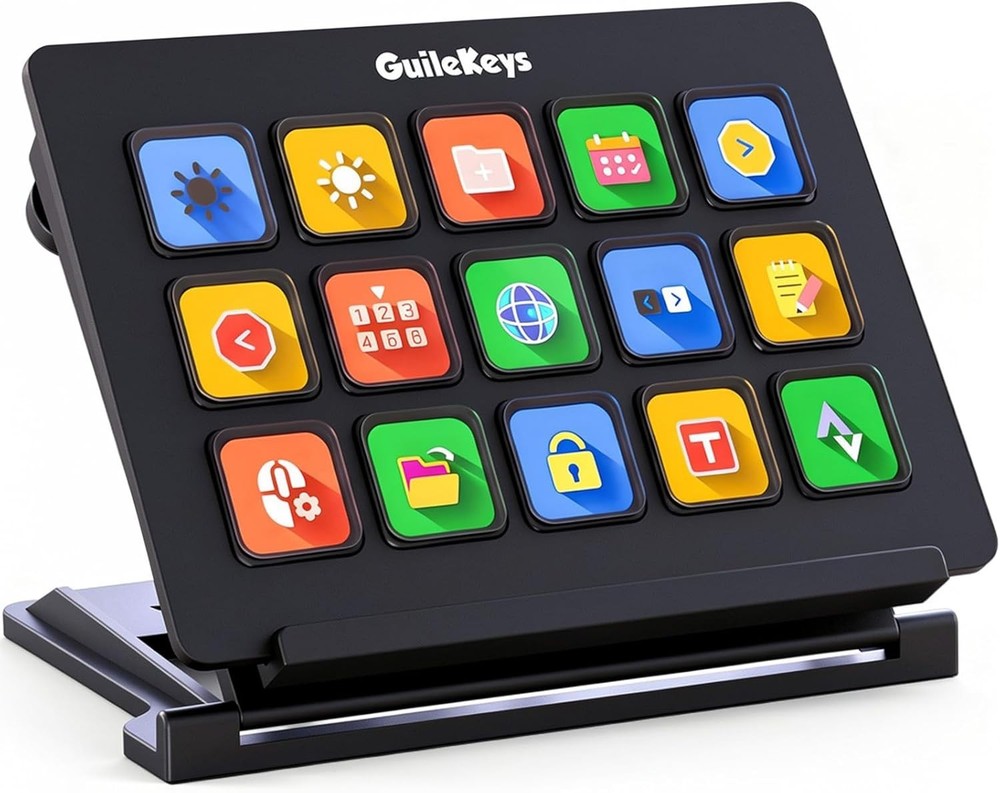 Multi-Platform Stream Deck with Custom Animated Icons and 15 Shortcut Keys