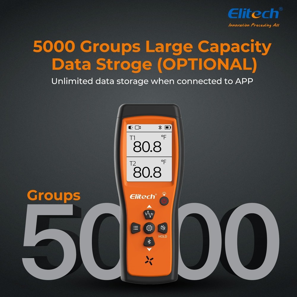 Elitech Bluetooth Thermocouple Thermometer Digital Temperature Data Logger KT...