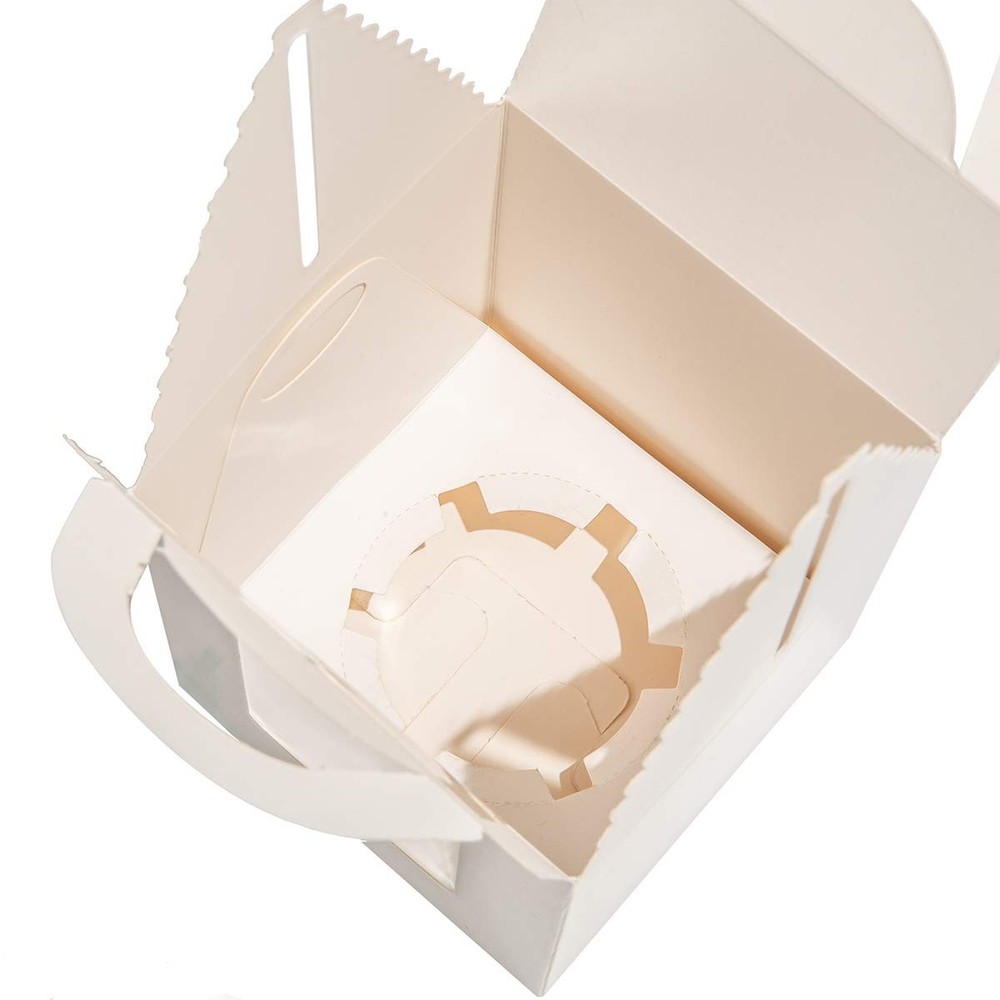 25 Pcs Single White Cupcakes Containers Gift Boxes with Window Inserts Handle...