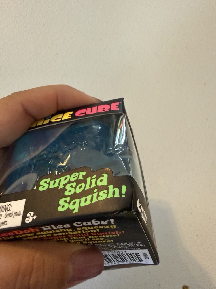 New NeeDoh Nice Cube Super Solid Squish Blue Squeeze Toy Nee Doh Authentic