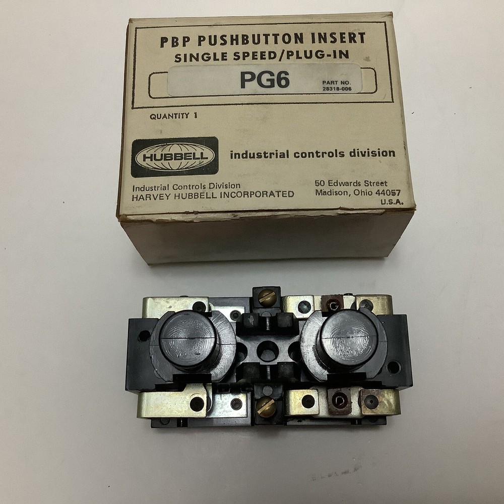 HUBBELL PG6 28318-006 PBP Pushbutton Insert Single Speed / Plug-In