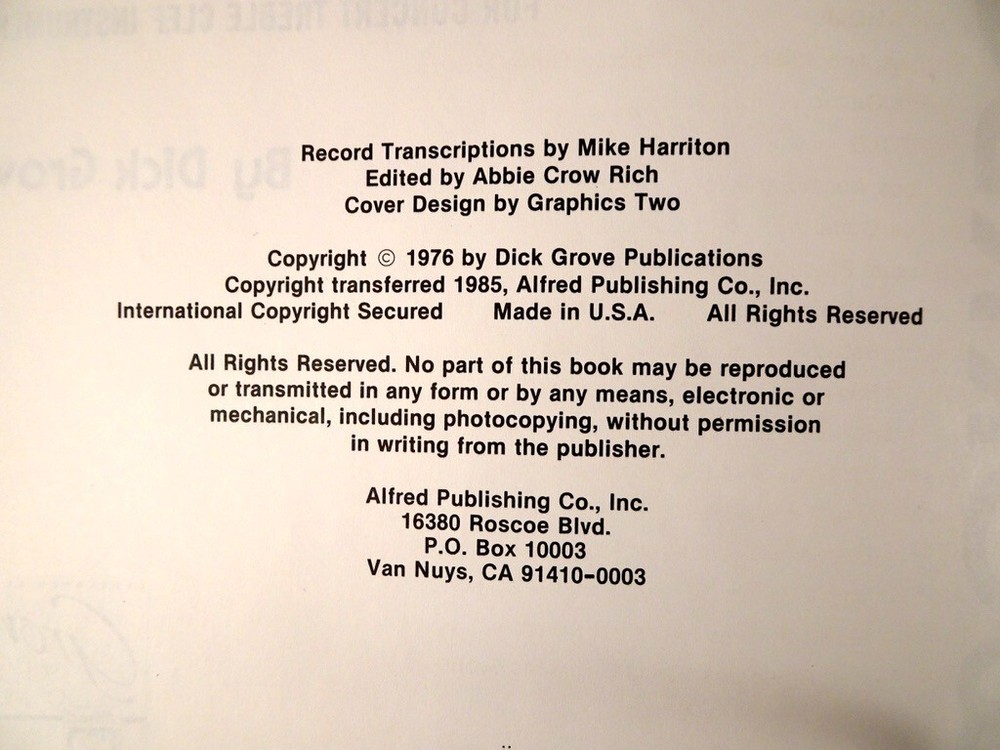 Applied Modal improvisation For Concert Treble Clef Instruments, Dick Grove