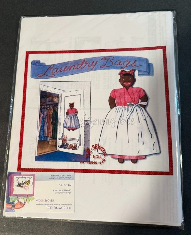 Vtg NIP Laundry Bag Pattern Black Doll