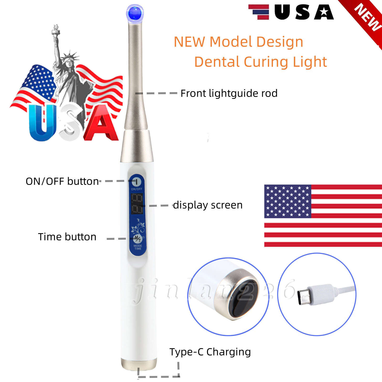 Dental Wireless Cordless Curing Light Composite Resin Cure Lamp LED-B Lampara 5s