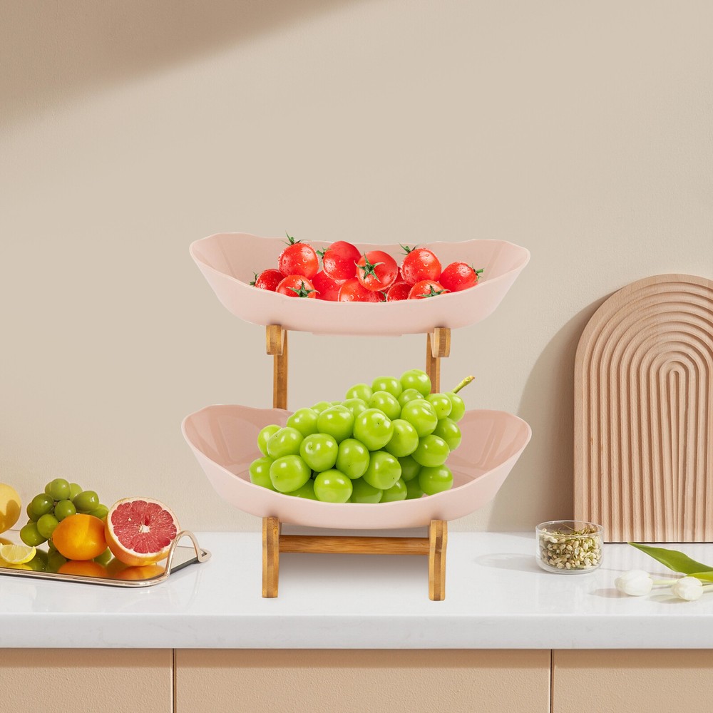 2 Tier Fruit Bowl, Fruit Basket Stand, Fruit Serving Tray