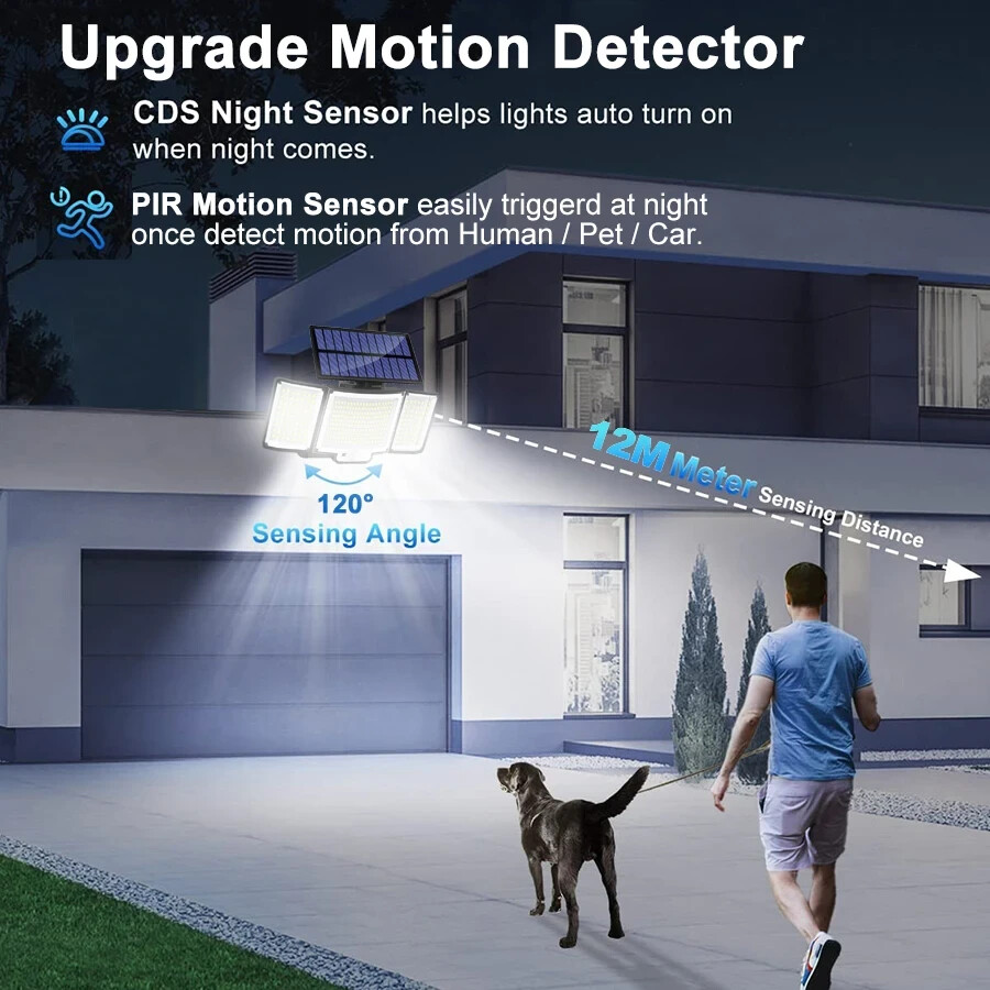 Outdoor Solar Light 348 LED IP65 Waterproof Motion Sensor 3 Modes