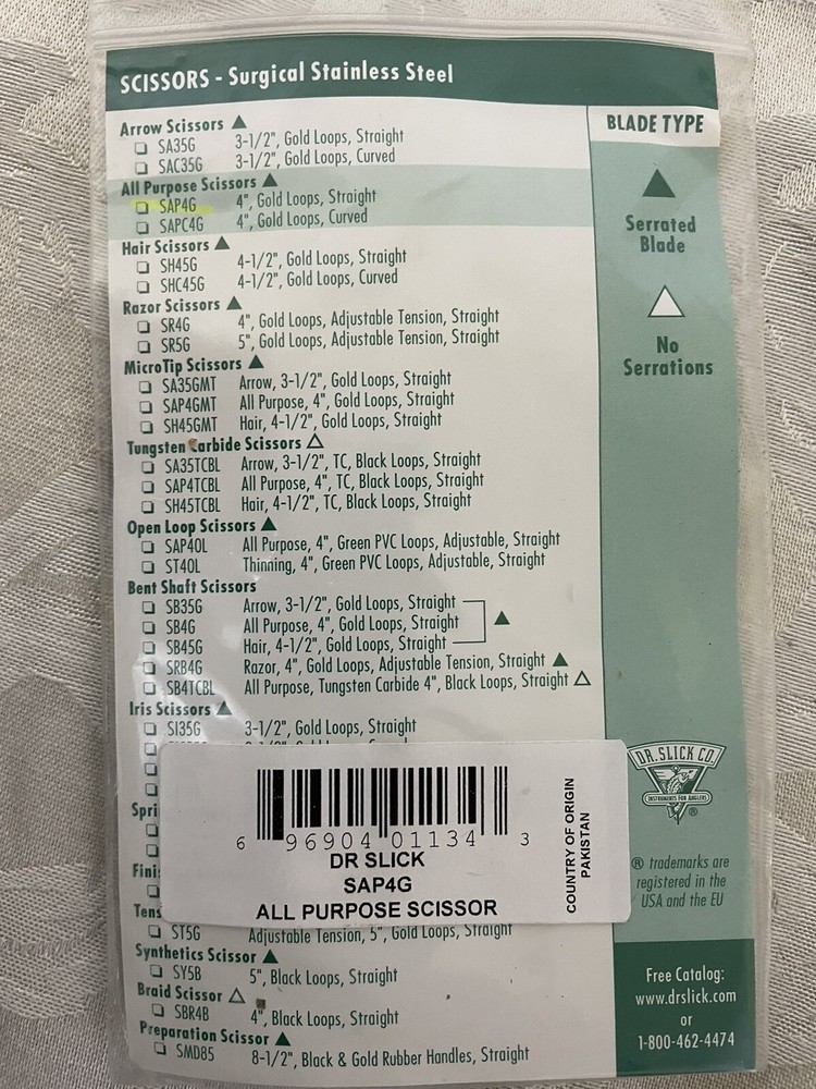 Dr. Slick 4” Gold Loop Straight SAP4G All Purpose Scissors