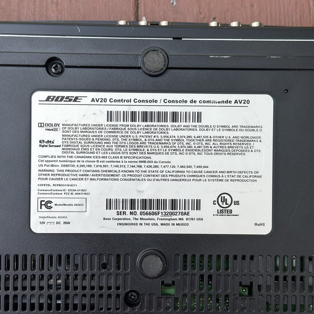Bose AV20 Control Console Only Untested