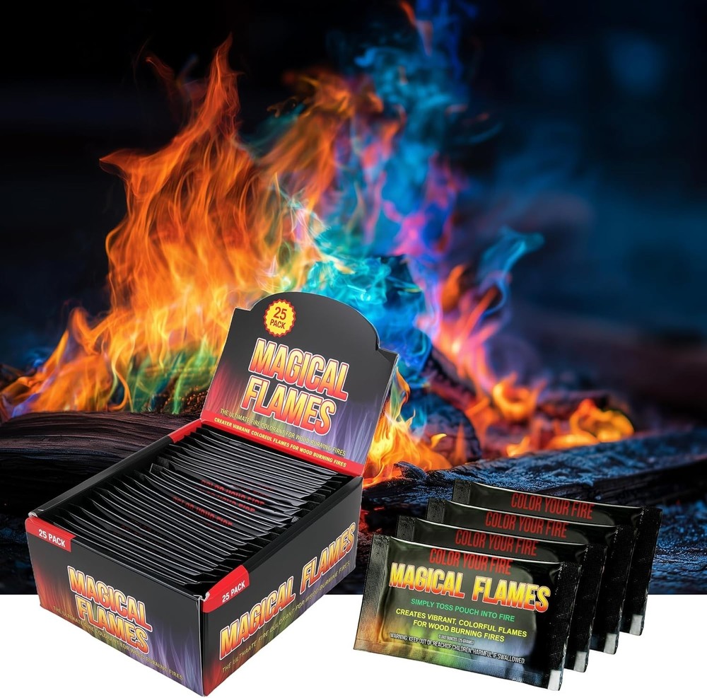 Fire Color Packets 25 Pack, Vibrant Multi-Color Fire for Fire Pits, Campfires...