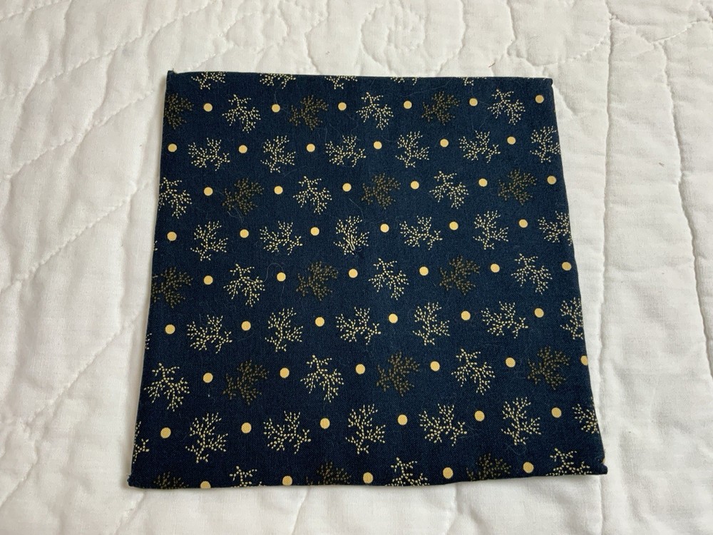 Vintage Patchwork Quilt Table Topper, Early Calicos, Four Patch, Navy, Green