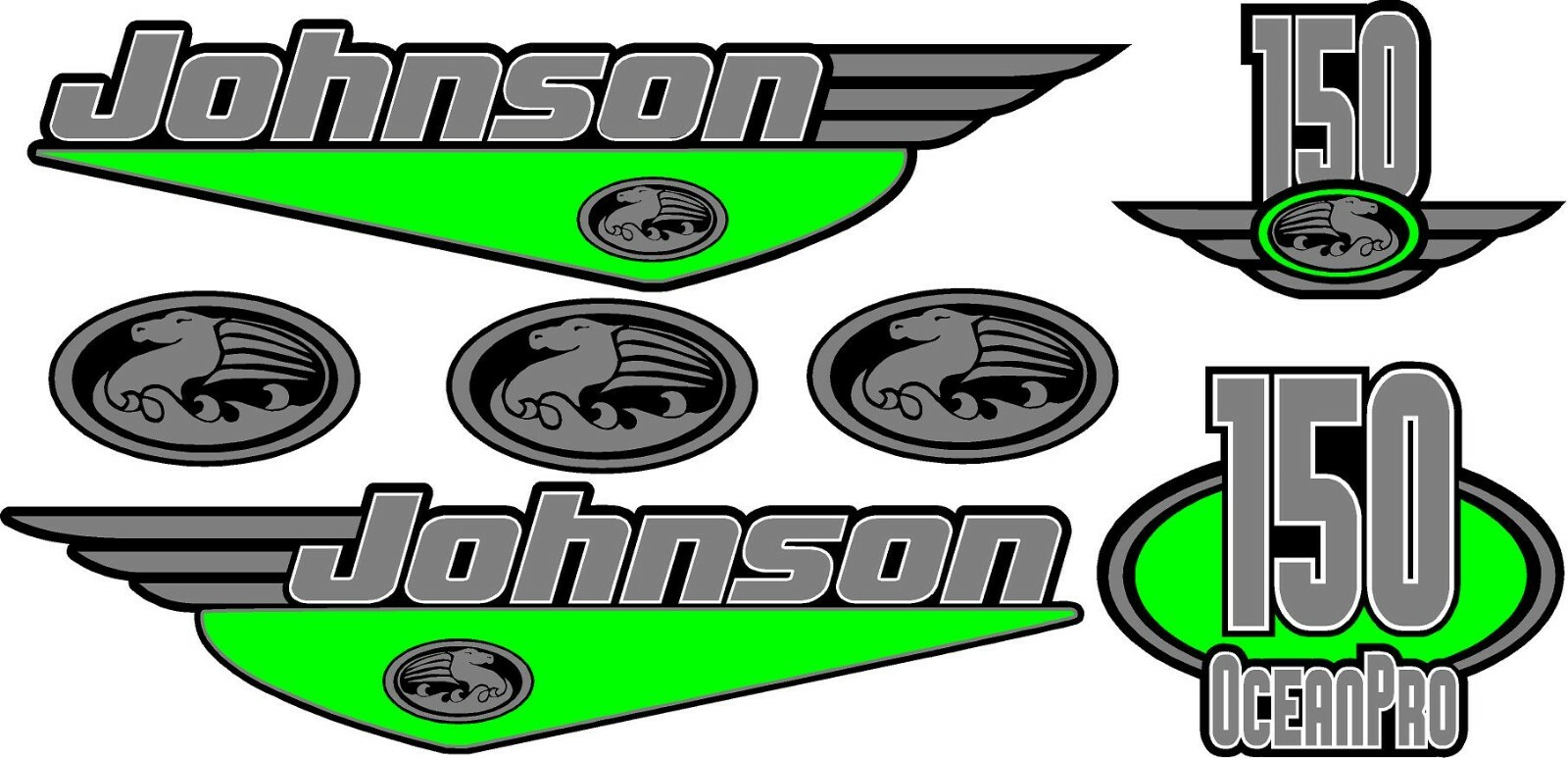 Johnson 150HP Oceanpro Outboard Boat Motor Decal Kit Cowling Engine