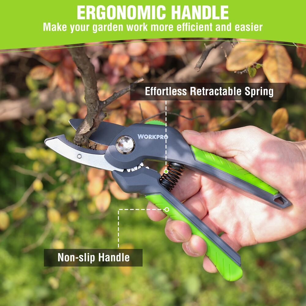 WORKPRO 8.5-Inch Anvil Pruning Shears with Ergonomic Handle