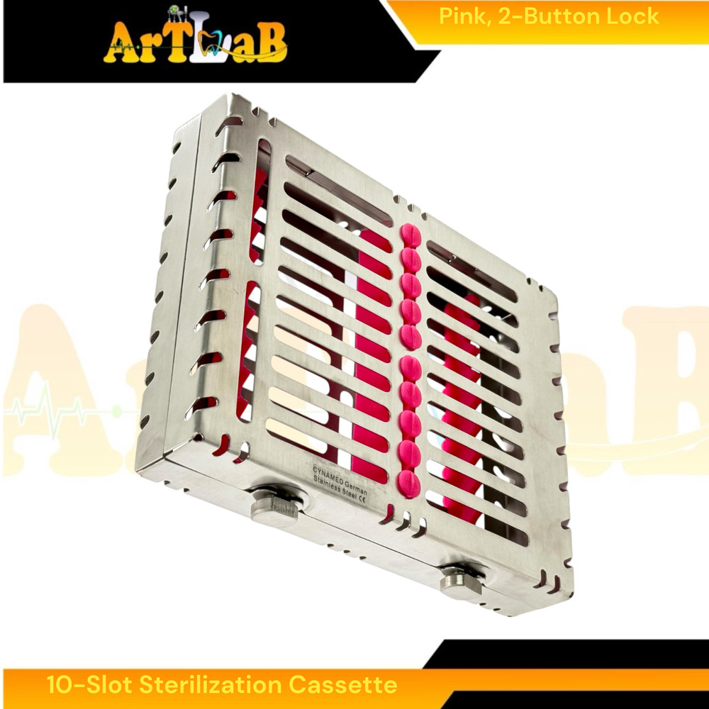 Autoclave Sterilization Boxes for 10 Instruments Each, Detachable, 2-Button (2PK