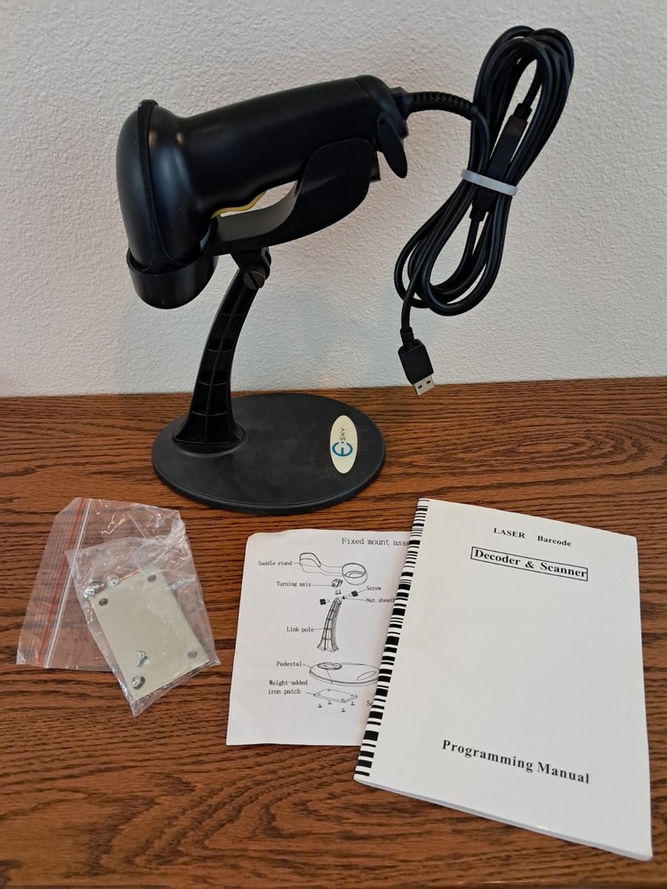 AHS Laser Bar Code Decoder & Scanner w Stand