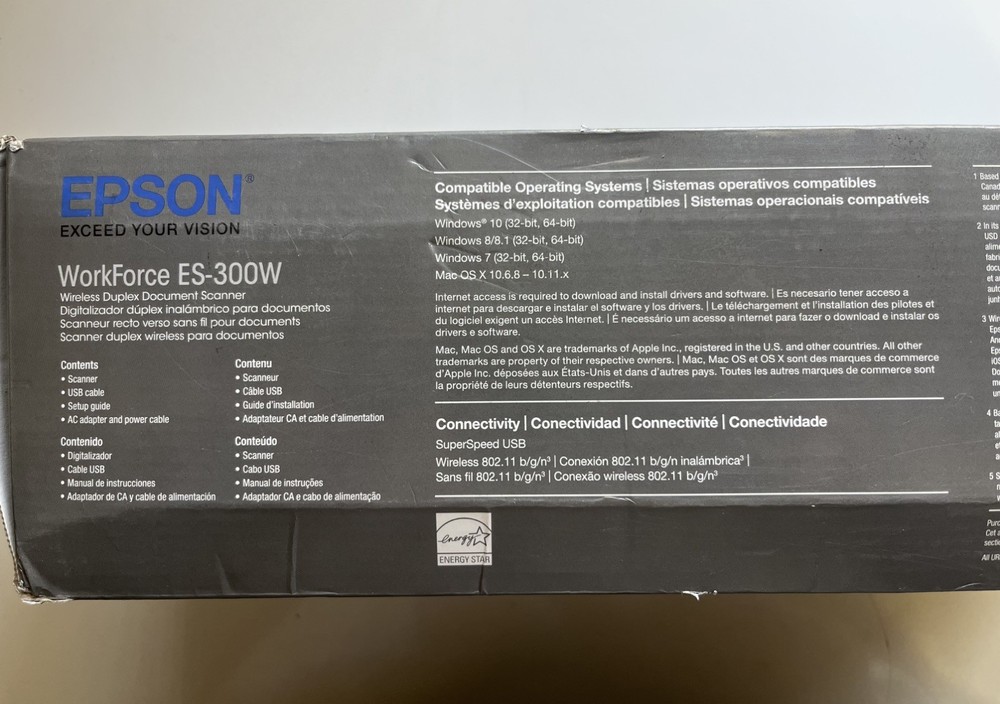 Epson® WorkForce® ES-300W Wireless Portable Duplex Document Scanner